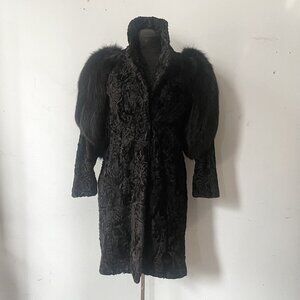 Vintage 1940s high drama batwing fur coat Femme Fatale